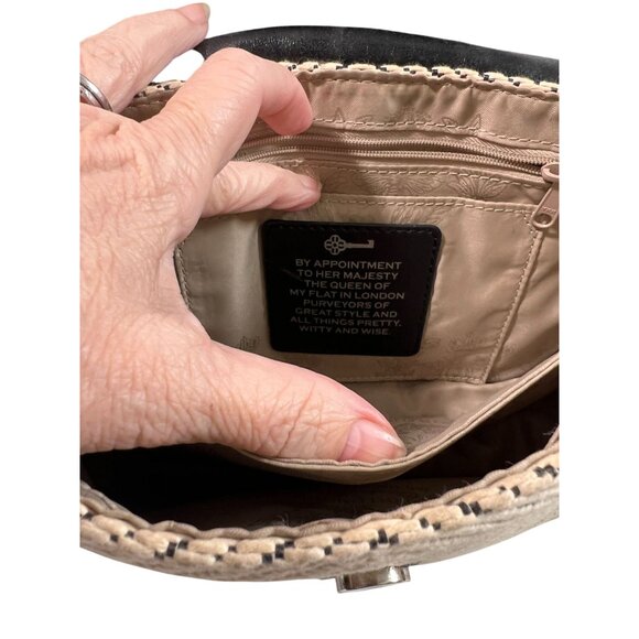 My Flat In London Shoulder Bag, Ivory Chevron Chain Strap and Black Bow Detail - Picture 5 of 10